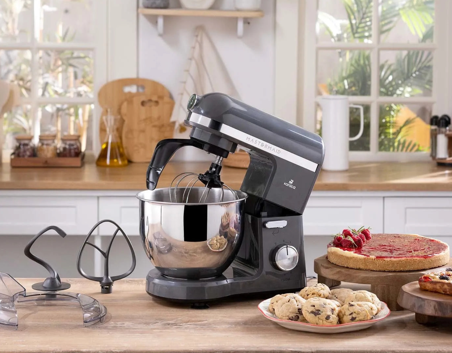 Karaca Mastermaid Chef Pro Double Arm Stand Mixer Space Gray, 5L, 1500W