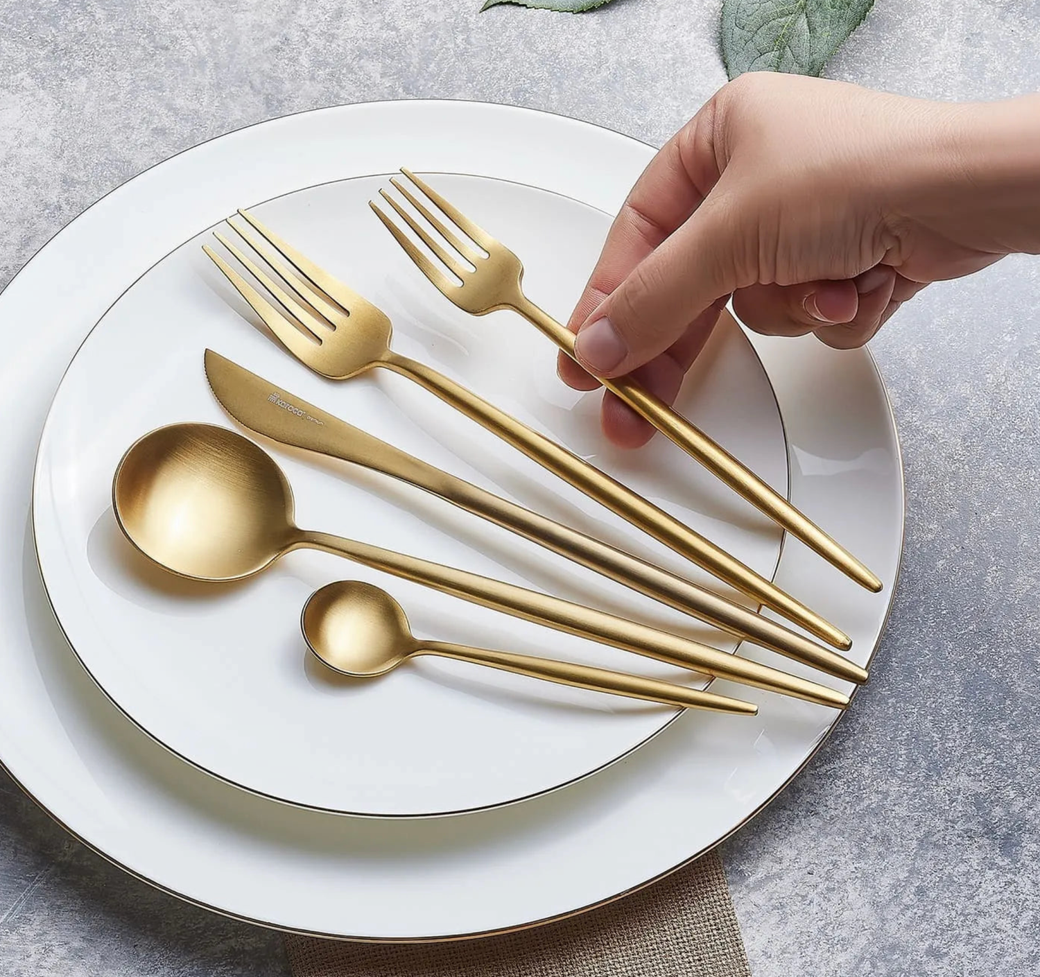 Karaca Jupiter Matte Gold 60 Piece Cutlery Set for 12 Person with Boxed