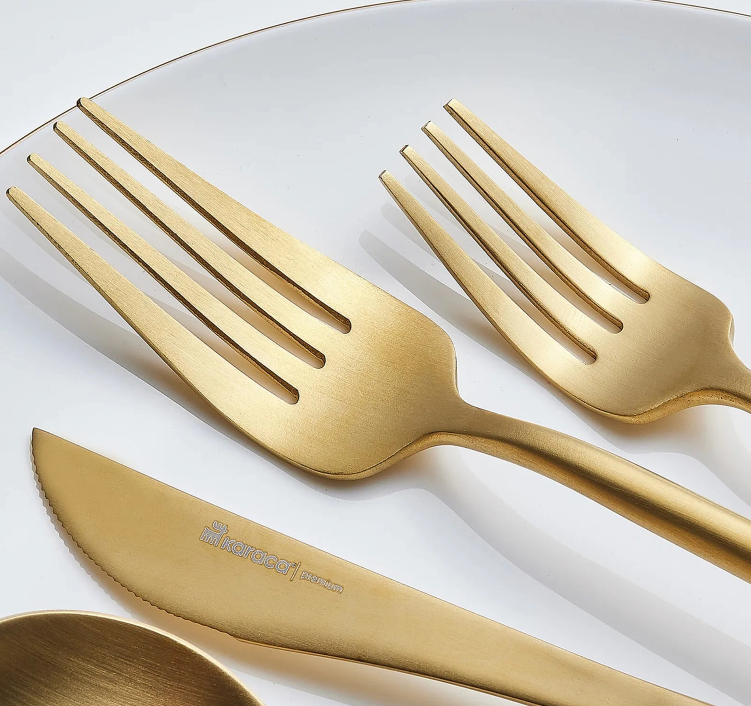 Karaca Jupiter Matte Gold 60 Piece Cutlery Set for 12 Person with Boxed