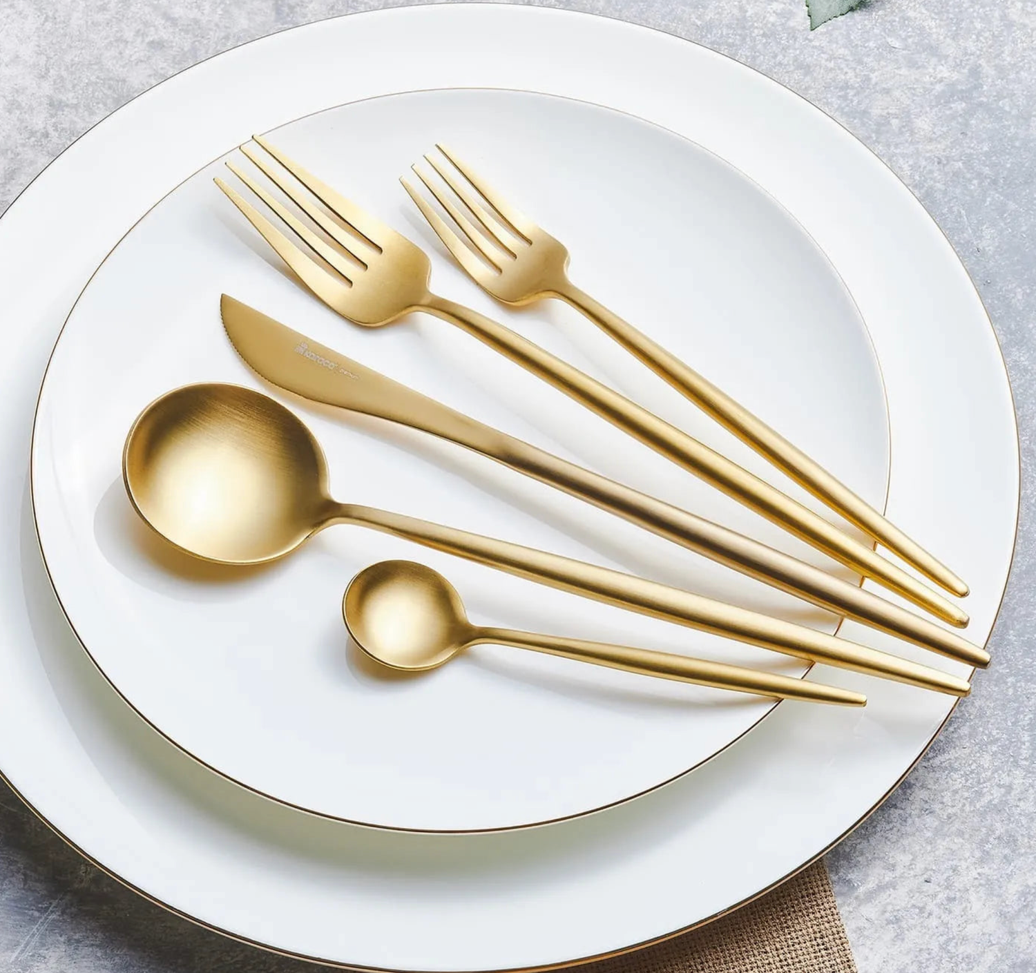 Karaca Jupiter Matte Gold 60 Piece Cutlery Set for 12 Person with Boxed
