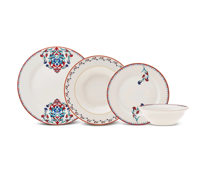 Karaca Nakkash Porcelain Dinnerware Set for 6 Person, 24 Piece
