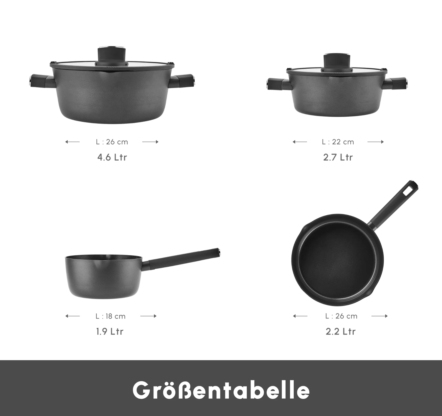 Karaca Midnight Ceramic Cookware Set 6 Pieces