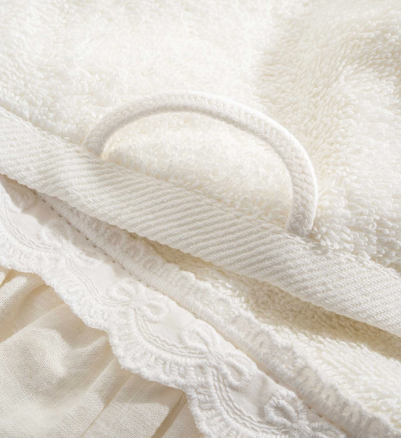 Ecocotton Alessa 3-Piece Drying Towel 100% Organic Cotton Lacy Cream-Powder-Gray 30X50 Cm