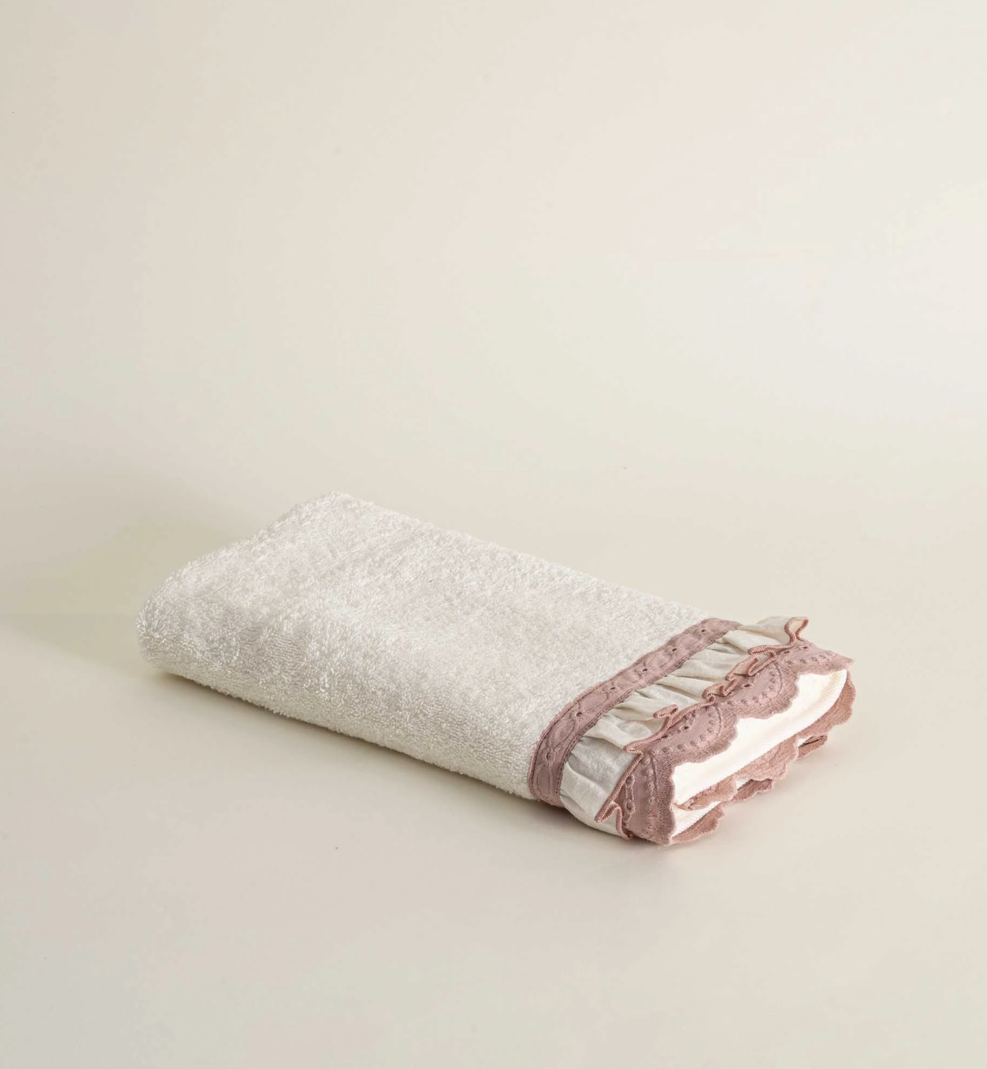 Ecocotton Alessa Hand Face Towel 100% Organic Cotton Lace Powder 80x150 Cm