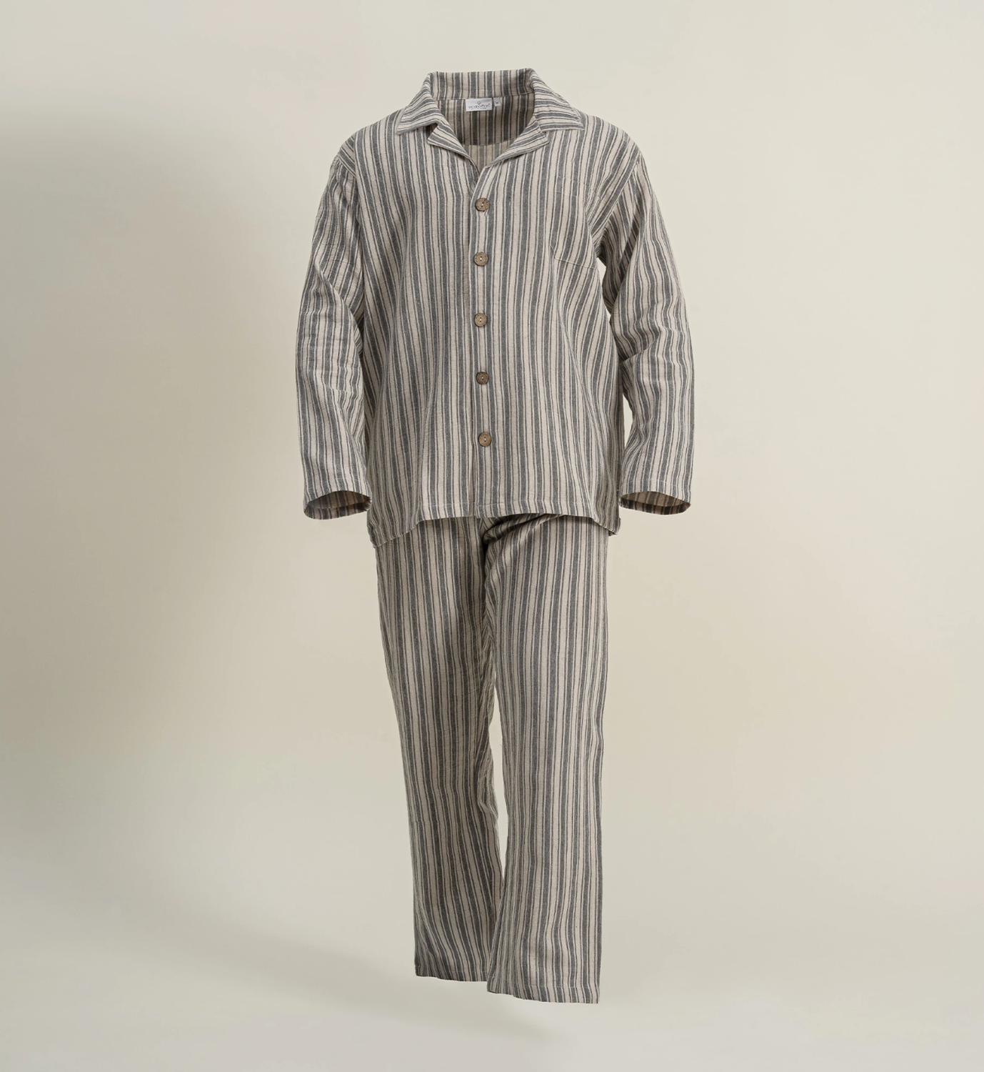 Ecocotton Ala Pyjama Set Men&#39;s 100% Organic Cotton Linen Anthracite
