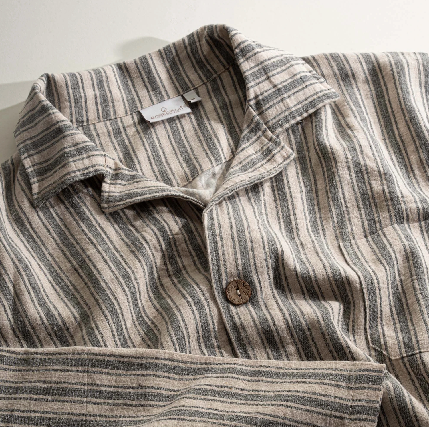Ecocotton Ala Pyjama Set Men&#39;s 100% Organic Cotton Linen Anthracite