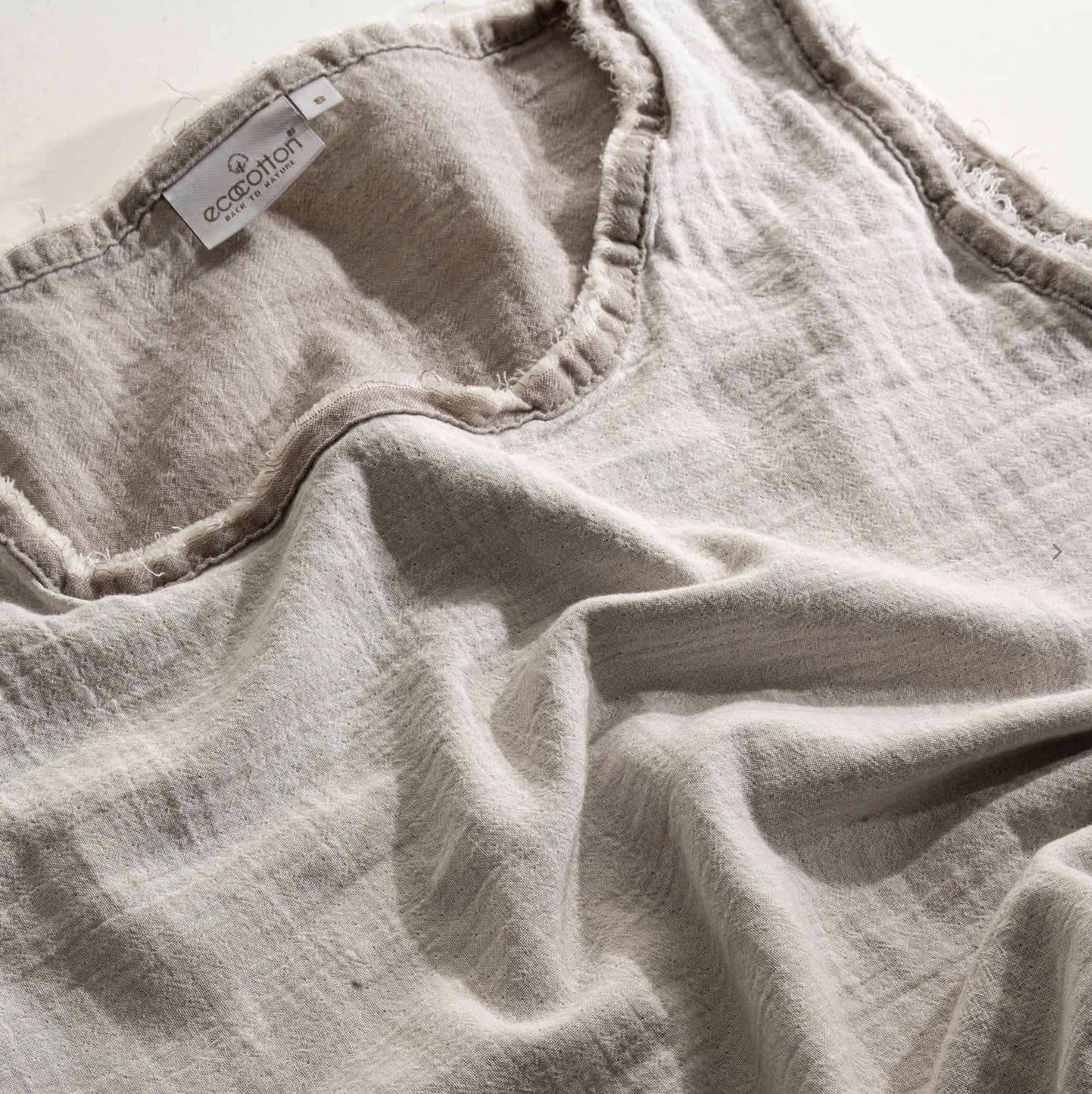 Ecocotton Melsa Women&#39;s Pajama Set With Short 100% Organic Cotton Muslin light gray