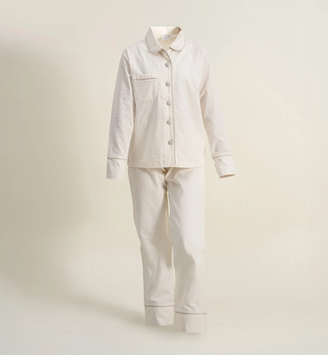 Ecocotton Reya Vrouwen Pyjama Set 100% Organisch Katoen Linnen Crème