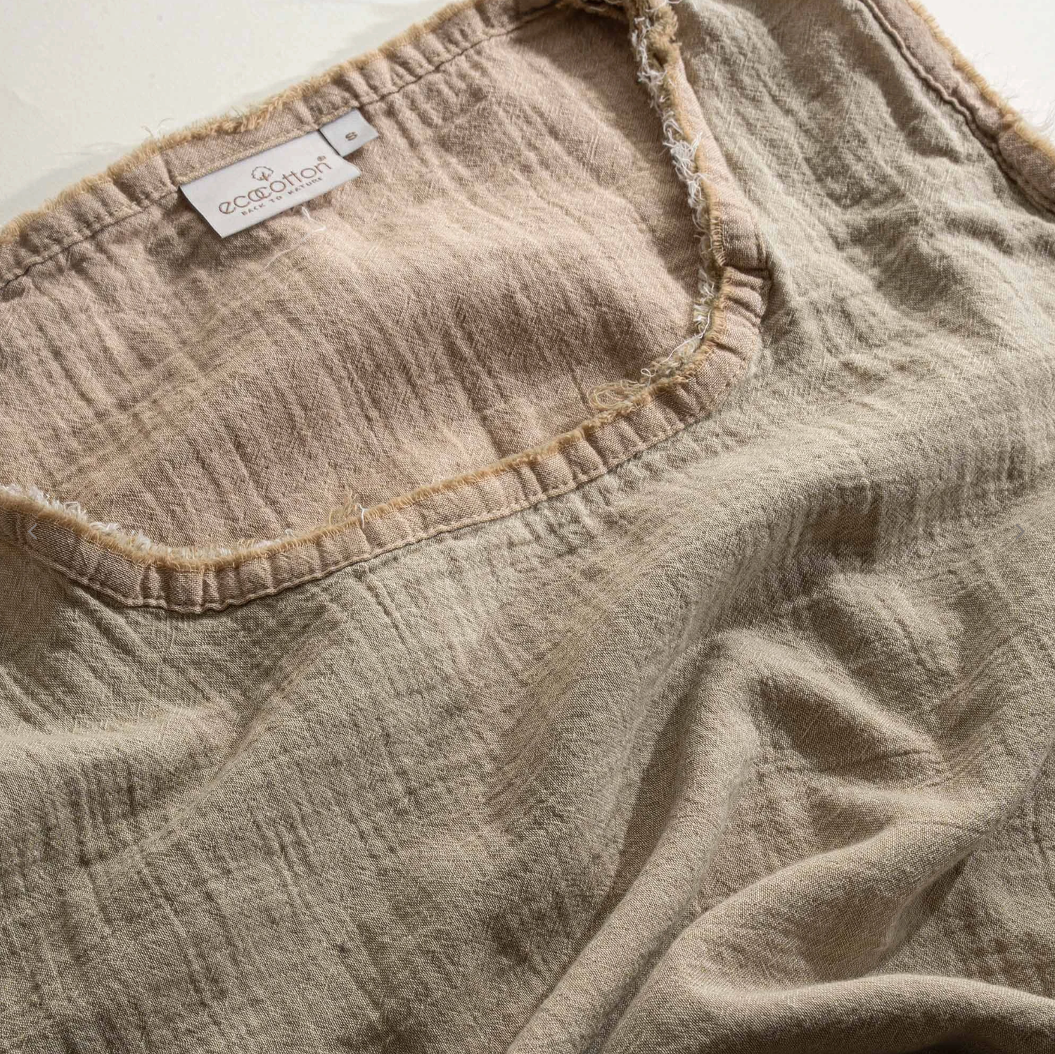 Ecocotton Melsa Women&#39;s Pajama Set With Short 100% Organic Cotton Muslin Beige