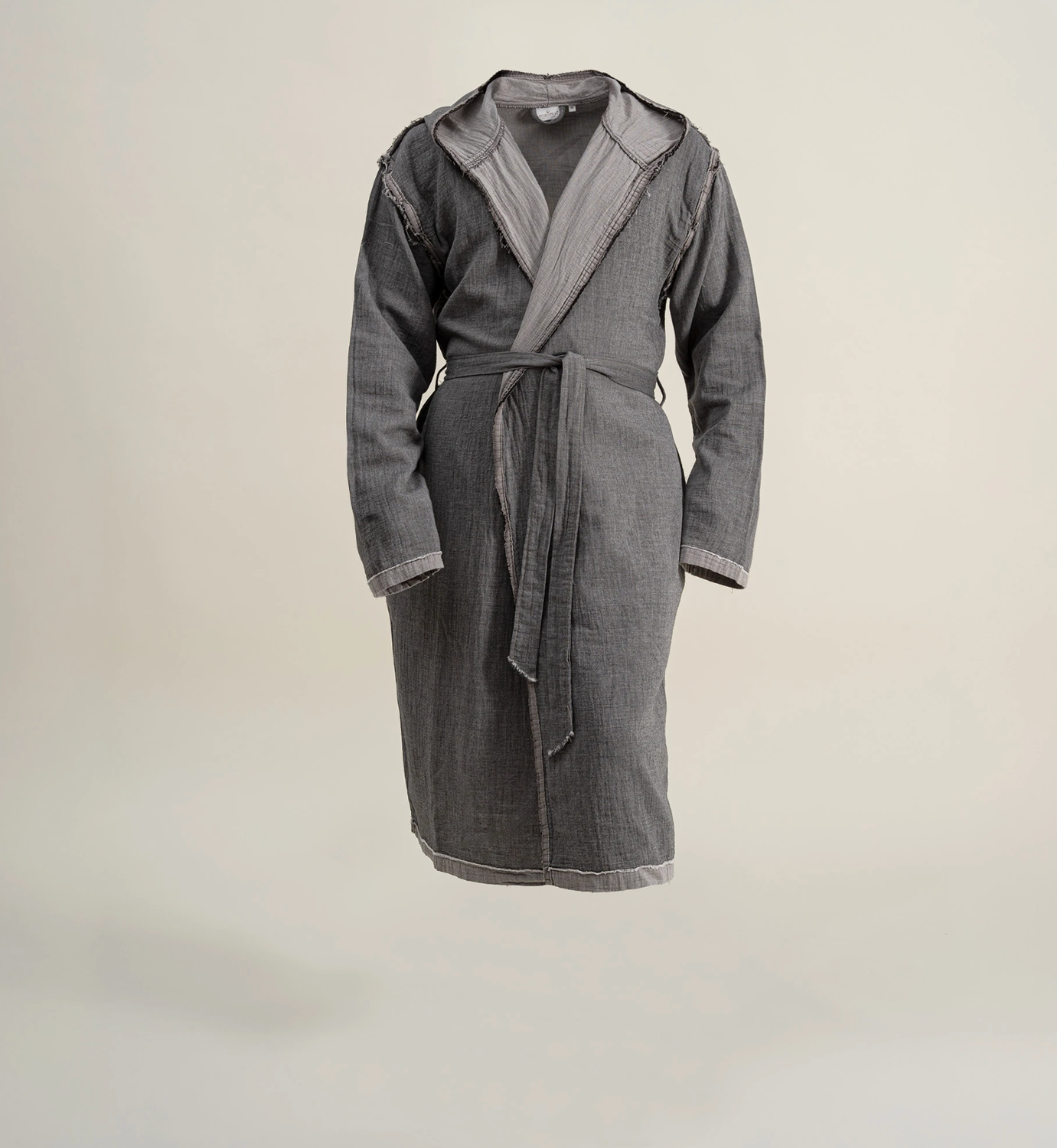 Ecocotton Melsa Men Dressing Gown 100% Organic Cotton Muslin Anthracite