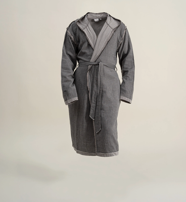 Ecocotton Melsa Men Dressing Gown 100% Organic Cotton Muslin Anthracite