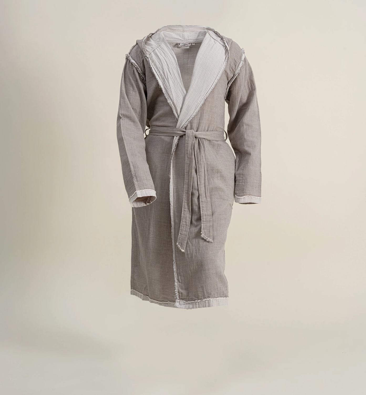 Ecocotton Melsa Men Dressing Gown 100% Organic Cotton Muslin Light gray