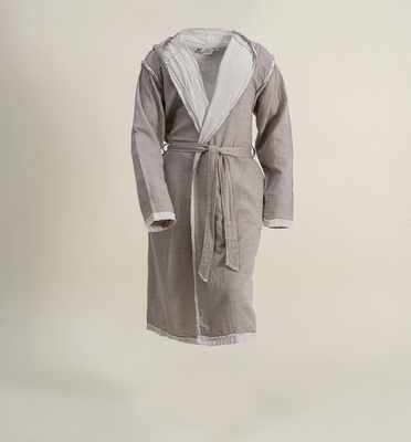 Ecocotton Melsa Men Dressing Gown 100% Organic Cotton Muslin Light gray