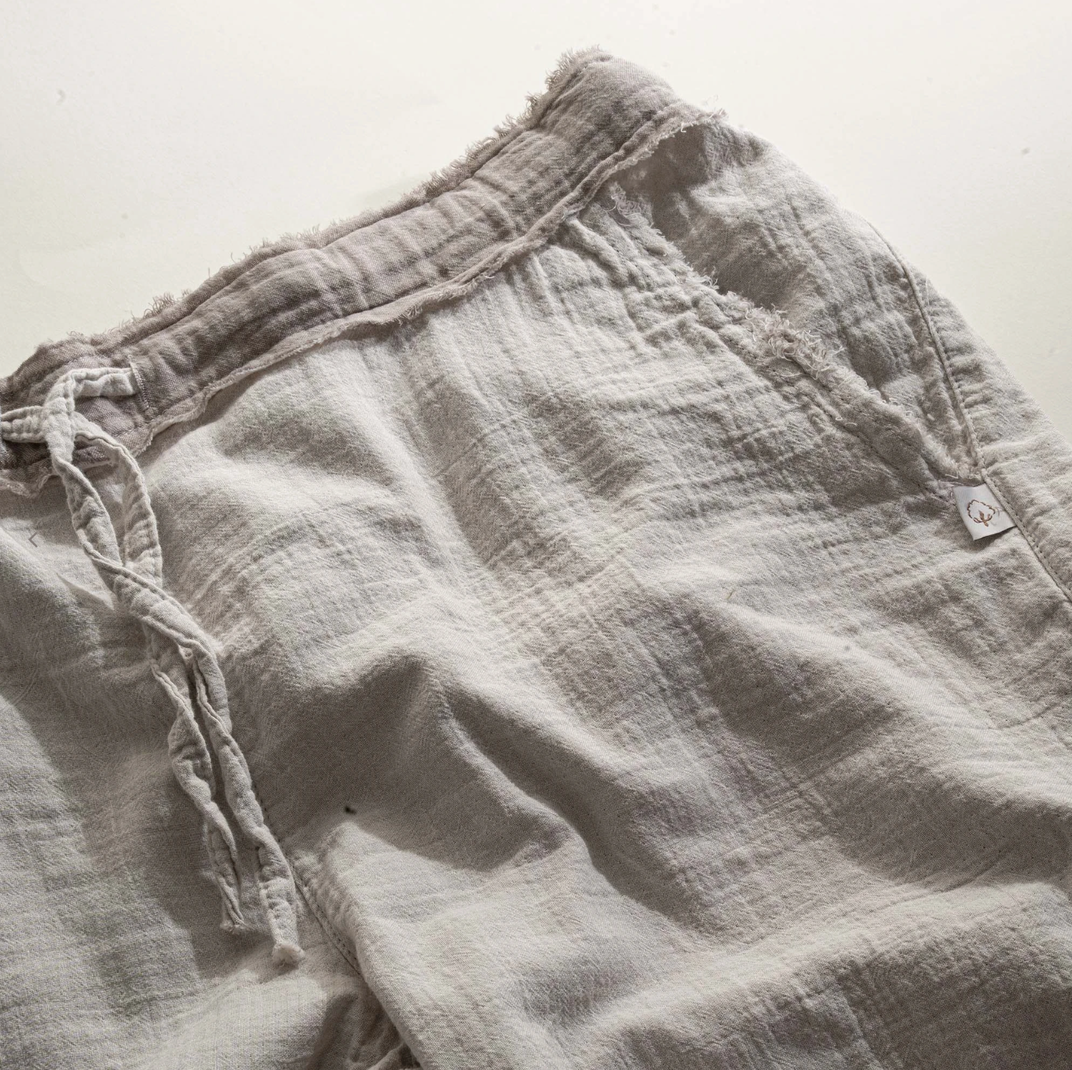 Ecocotton Melsa Men&#39;s Pyjama Set With Shorts 100% Organic Cotton Muslin Light Gray