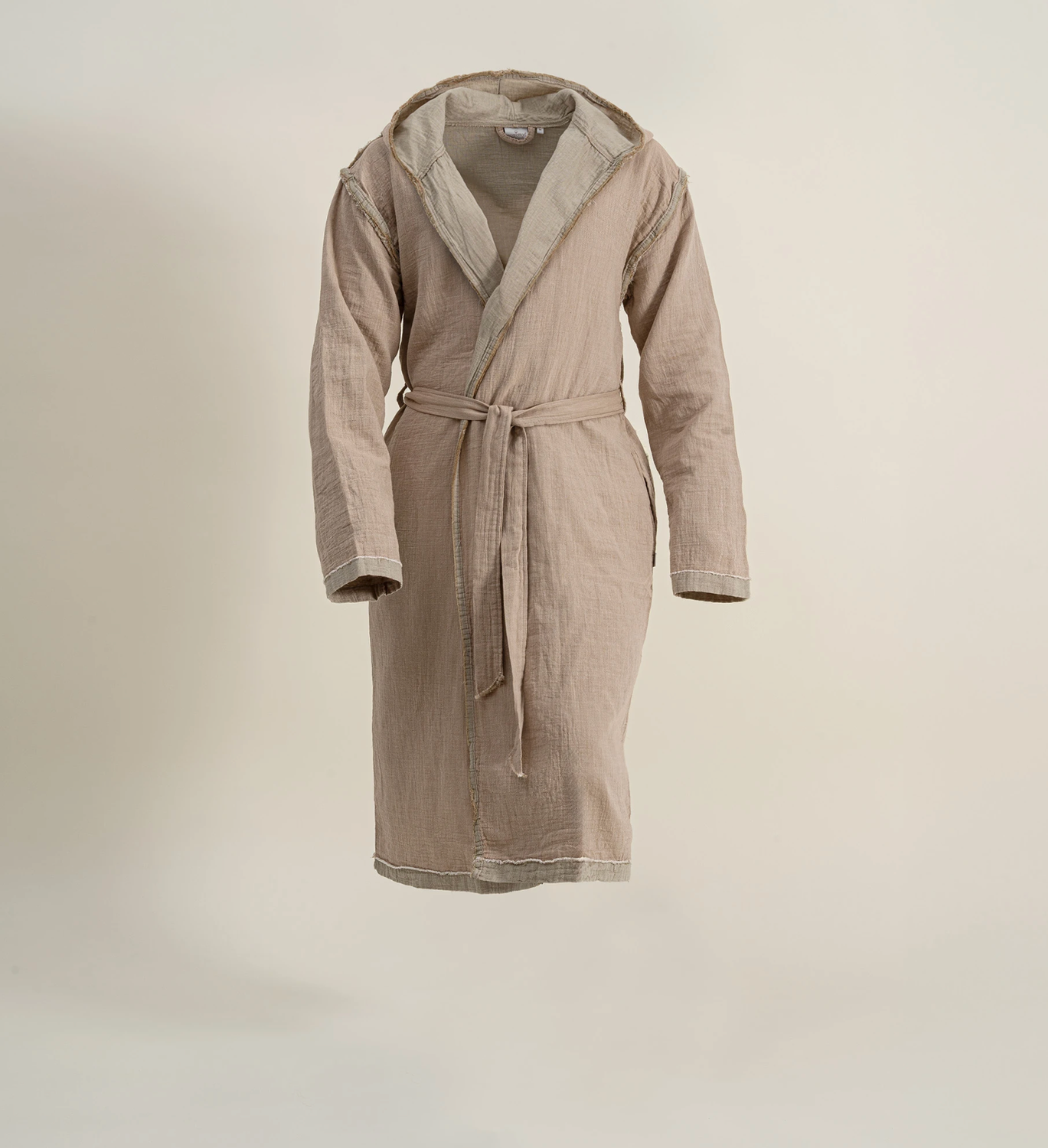 Ecocotton Melsa Men&#39;s Morning Dress 100% Organic Cotton Muslin Beige