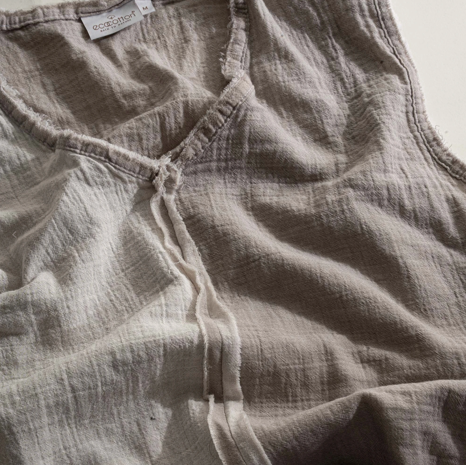 Ecocotton Melsa Men&#39;s Pyjama Set With Shorts 100% Organic Cotton Muslin Light Gray