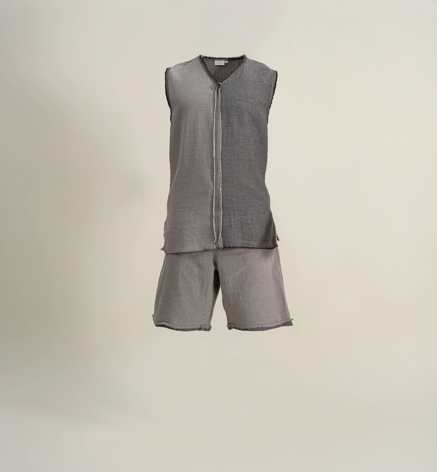 Ecocotton Melsa Erkek Şortlu Pijama Takımı %100 Organik Pamuk Müslin Antrasit