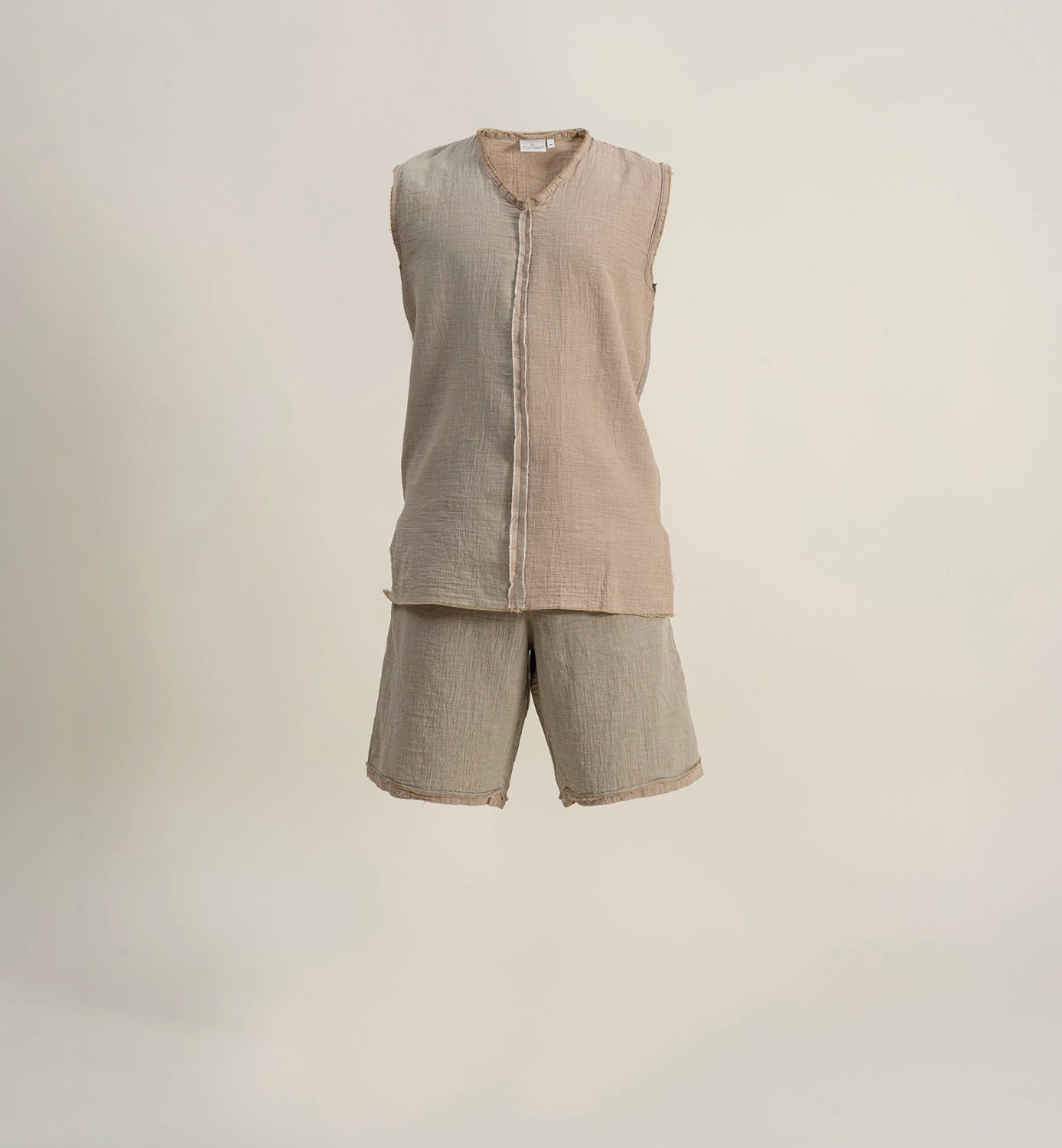 Ecocotton Melsa Men&#39;s Pyjama Set With Short 100% organic cotton muslin green