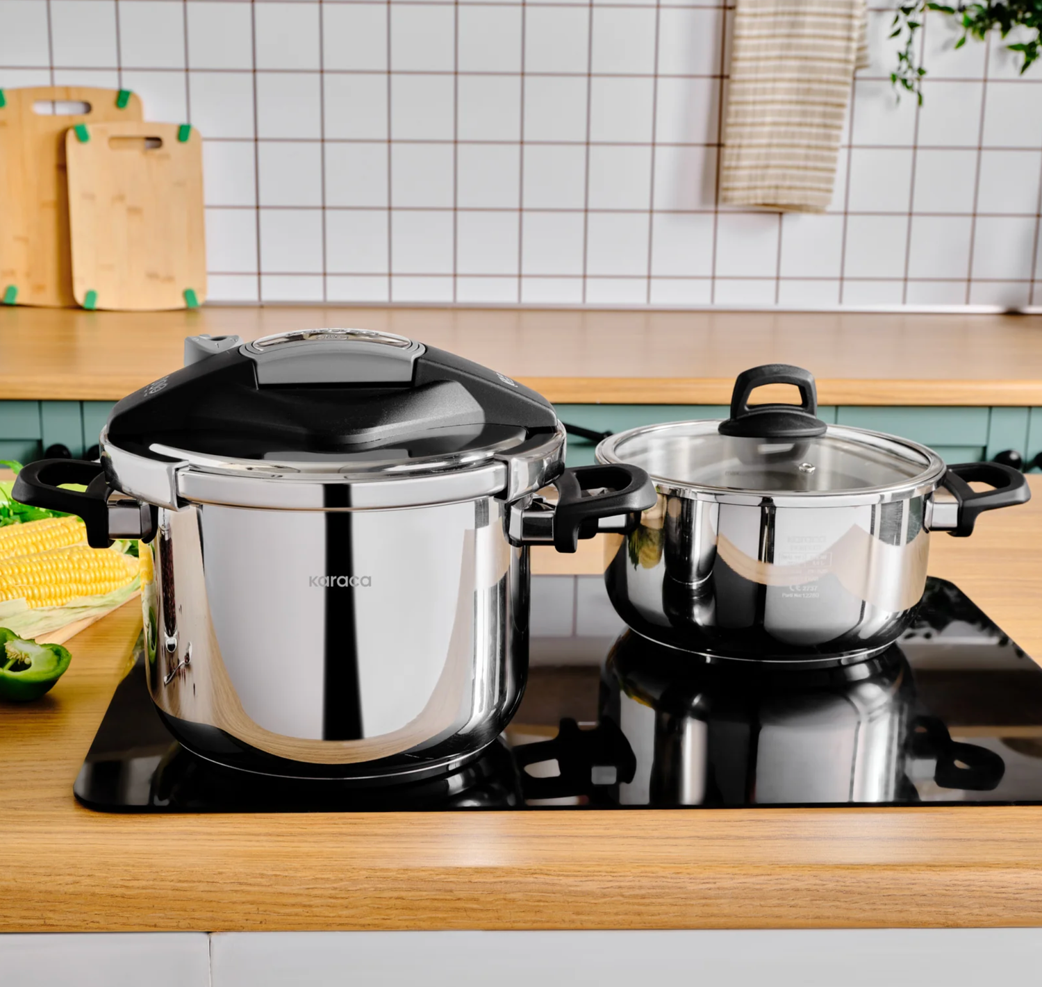 Karaca Perfect Gray 4+6 lt Pressure Cooker Set