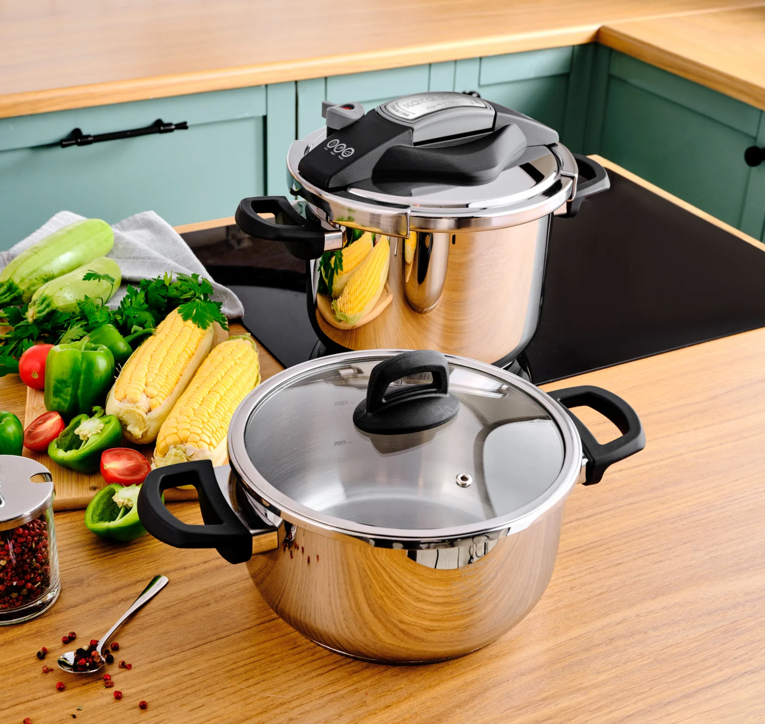 Karaca Perfect Gray 4+6 lt Pressure Cooker Set