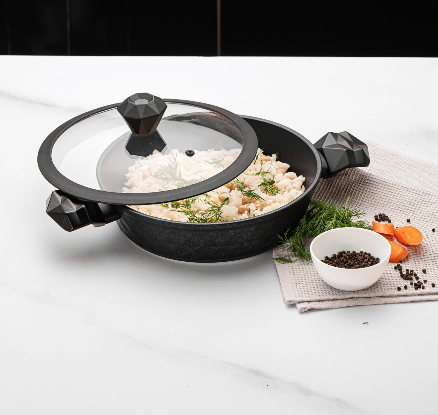 Karaca Bio Diamond 26 cm 3.2 lt Wide Induction Pot with Antibacterial Handles