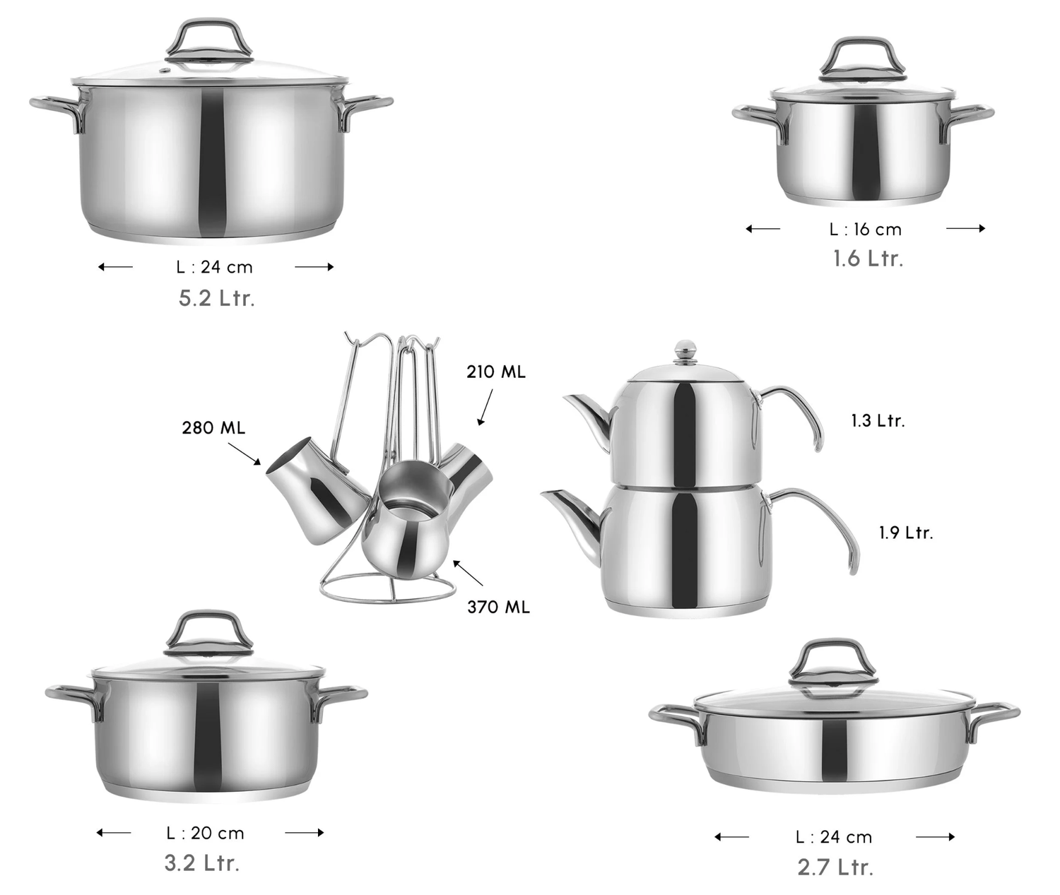 Karaca Belgrade 15-piece Stainless Steel Cookware Set