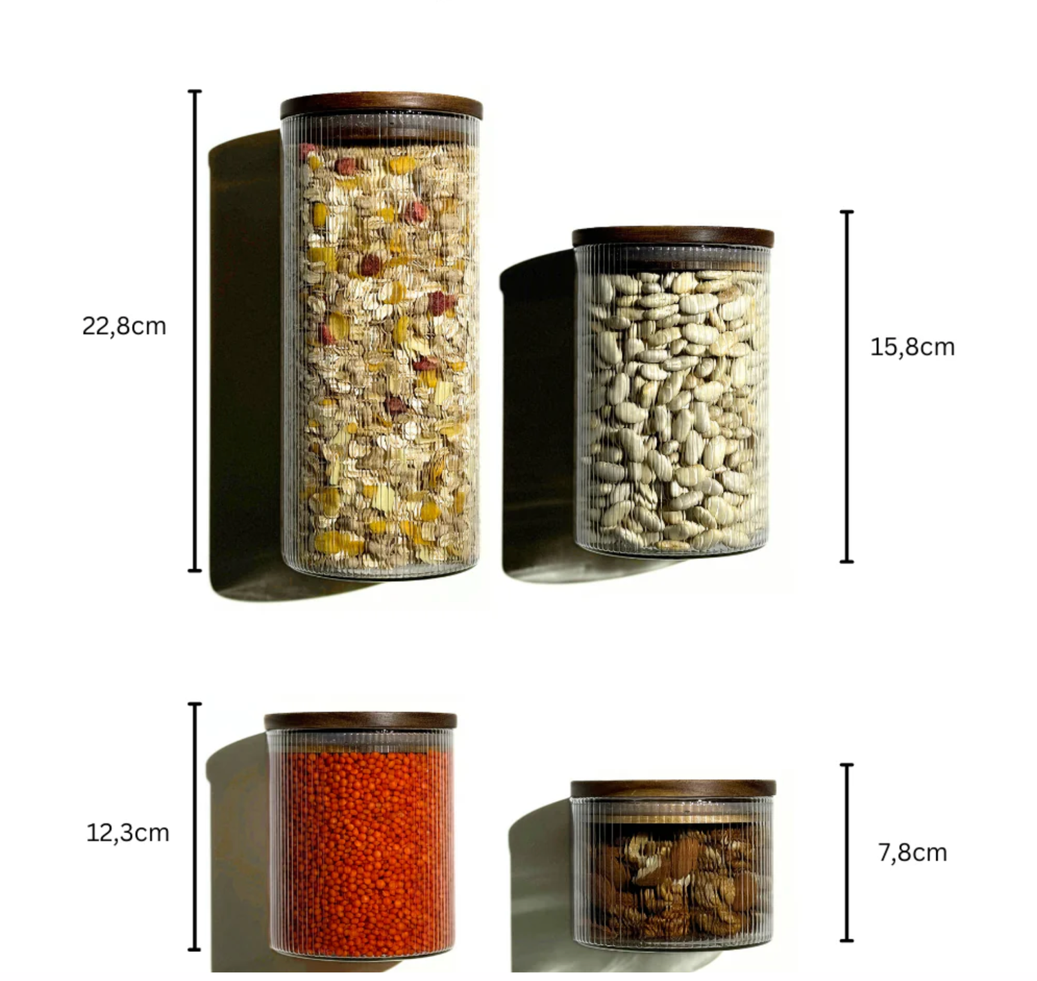 Stock jars Stripe acacia lid set of 2/ 450 ml