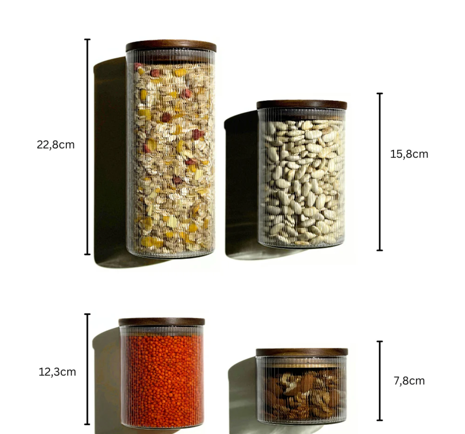 Stock jars Stripe acacia lid set of 2/ 750 ml