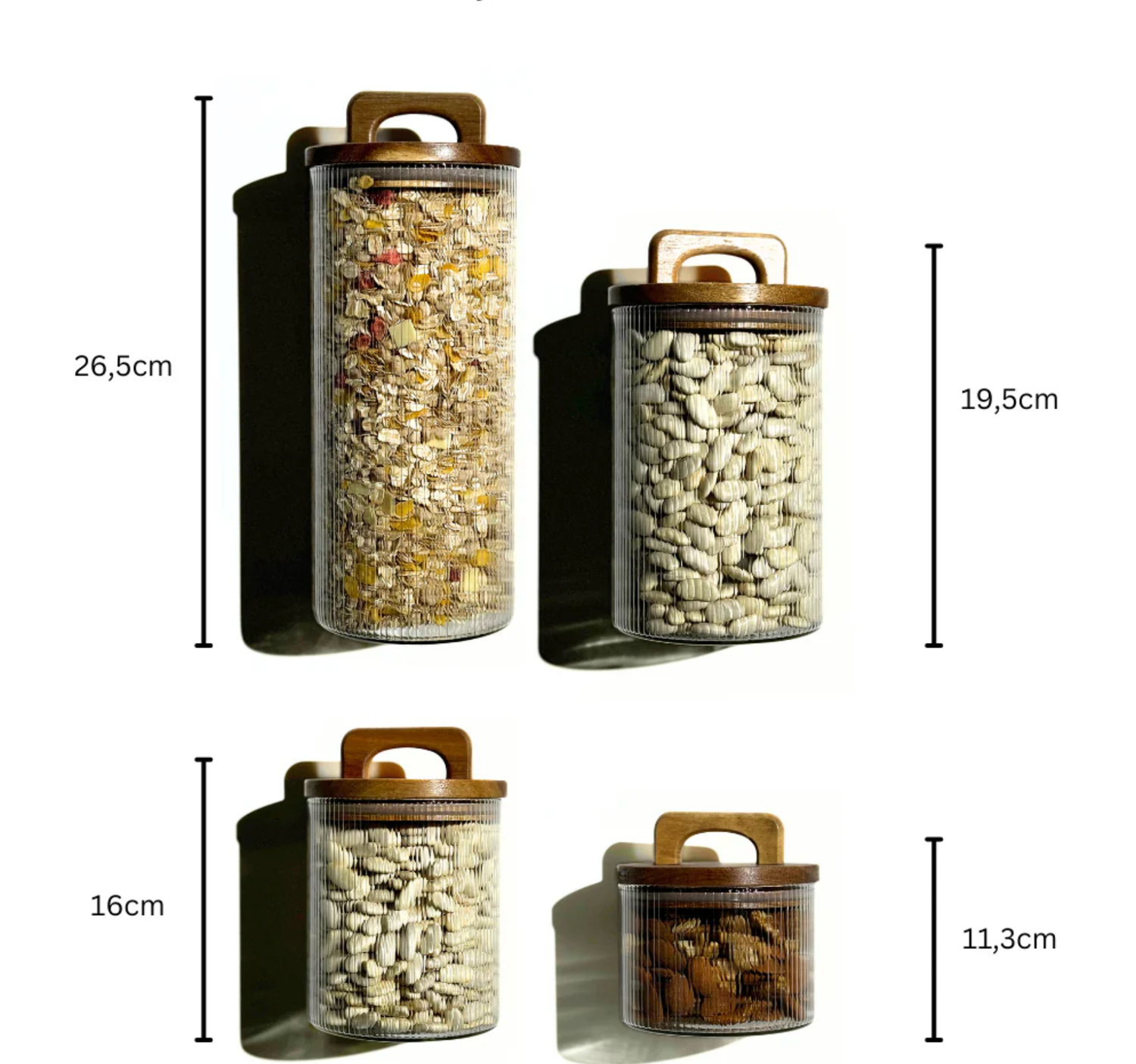 Stock jars Henkel Stripe acacia lid set of 2/ 1500 ml