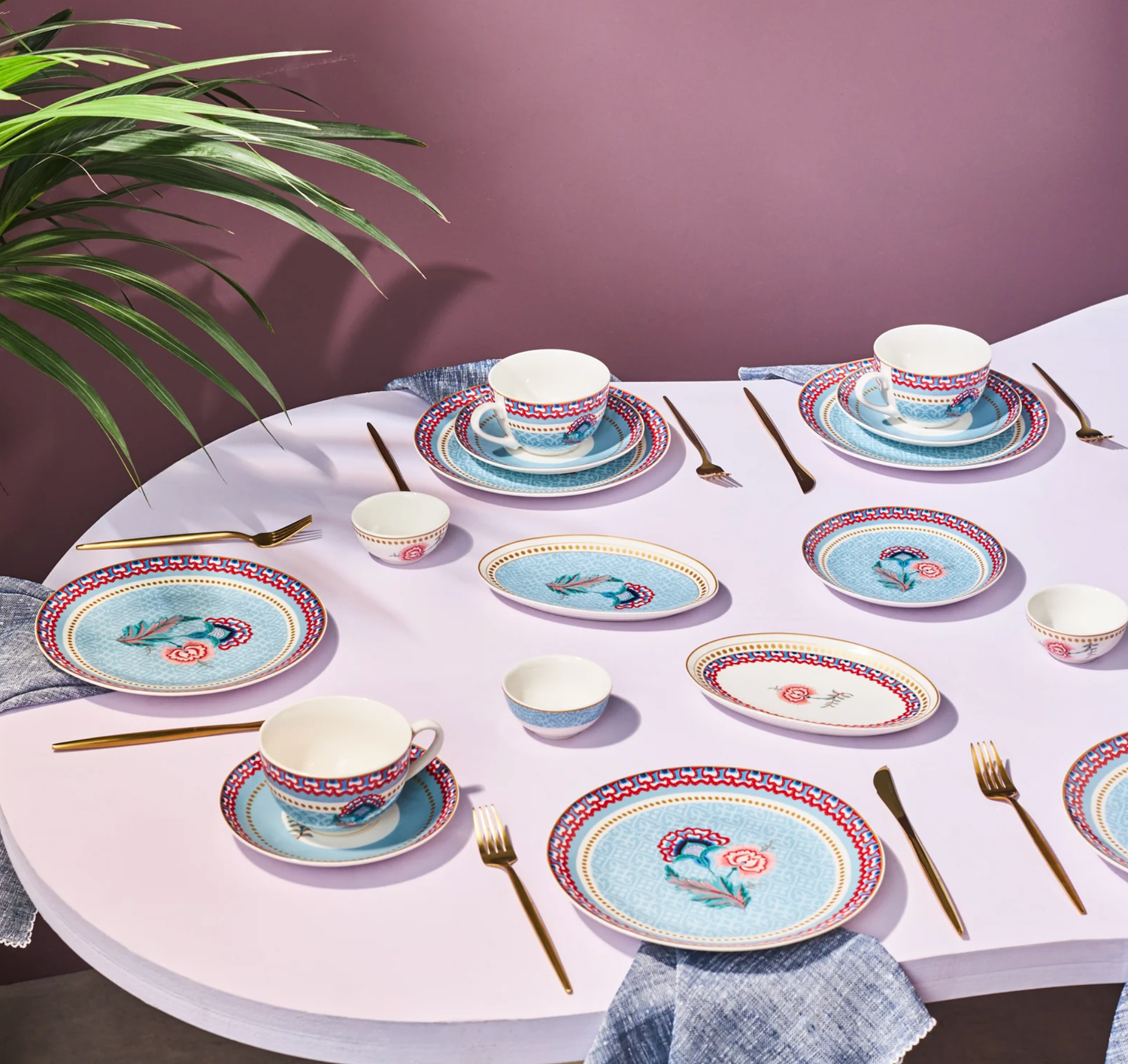 Karaca Forever Bone Spello 26-Piece 6-Person Breakfast Set Blue