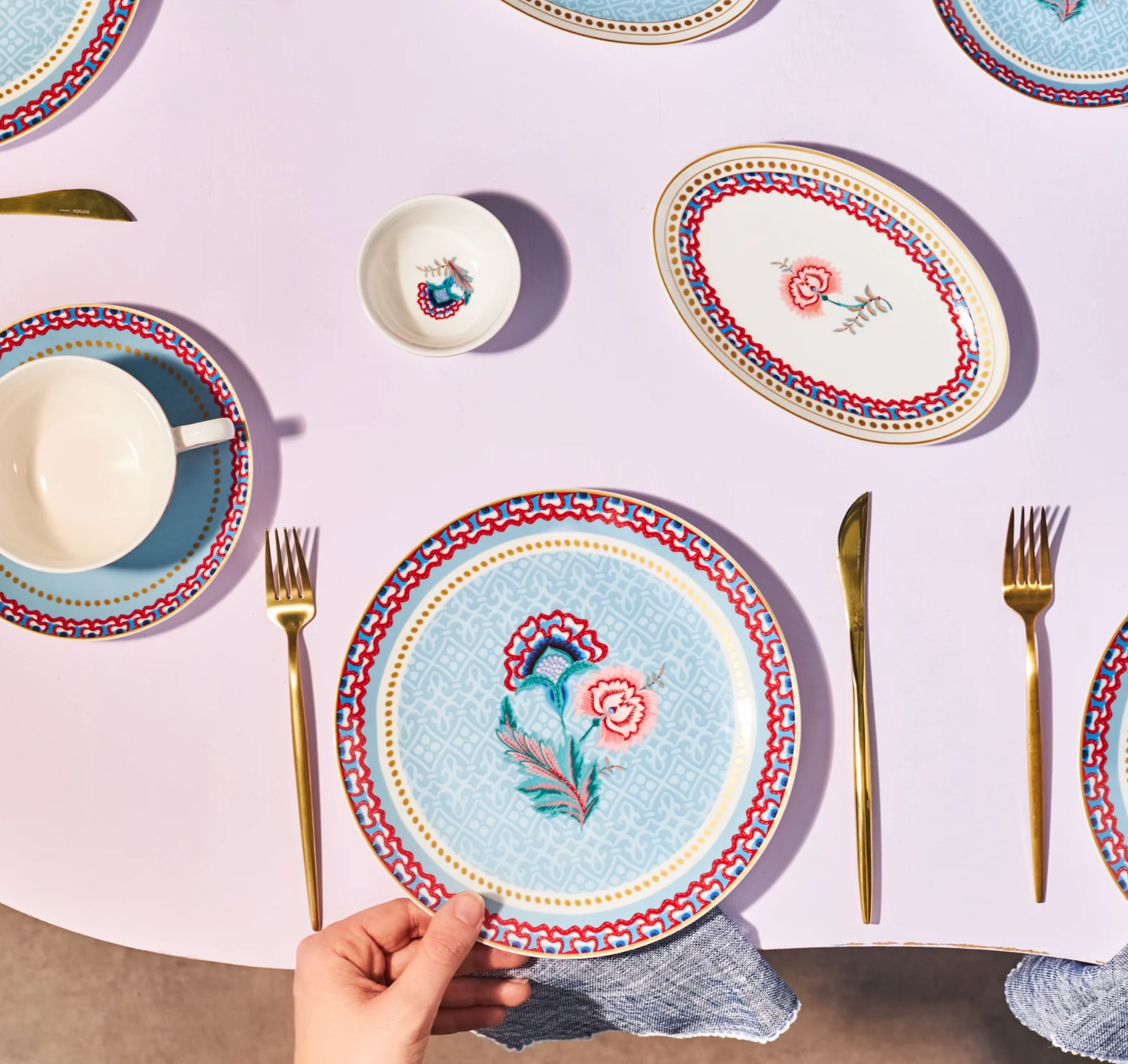 Karaca Forever Bone Spello 26-Piece 6-Person Breakfast Set Blue