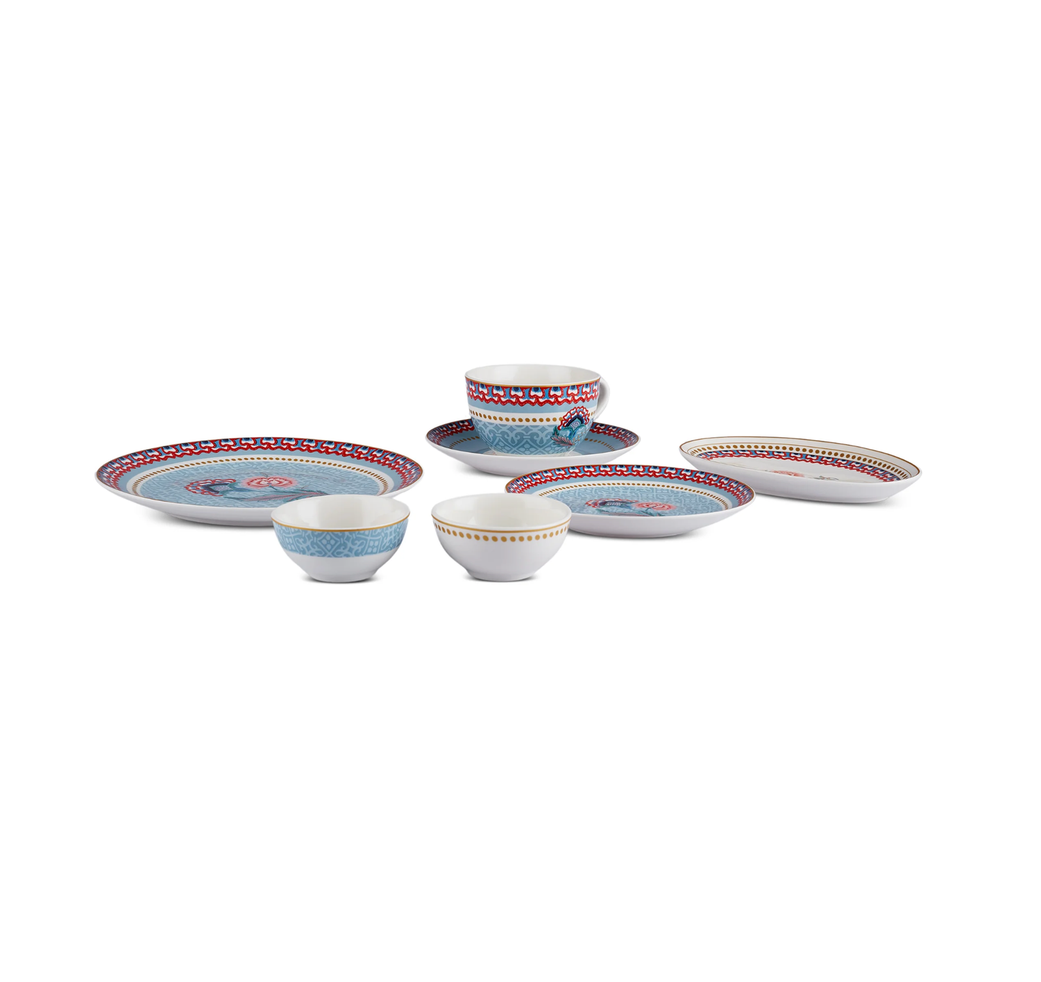 Karaca Forever Bone Spello 26-Piece 6-Person Breakfast Set Blue