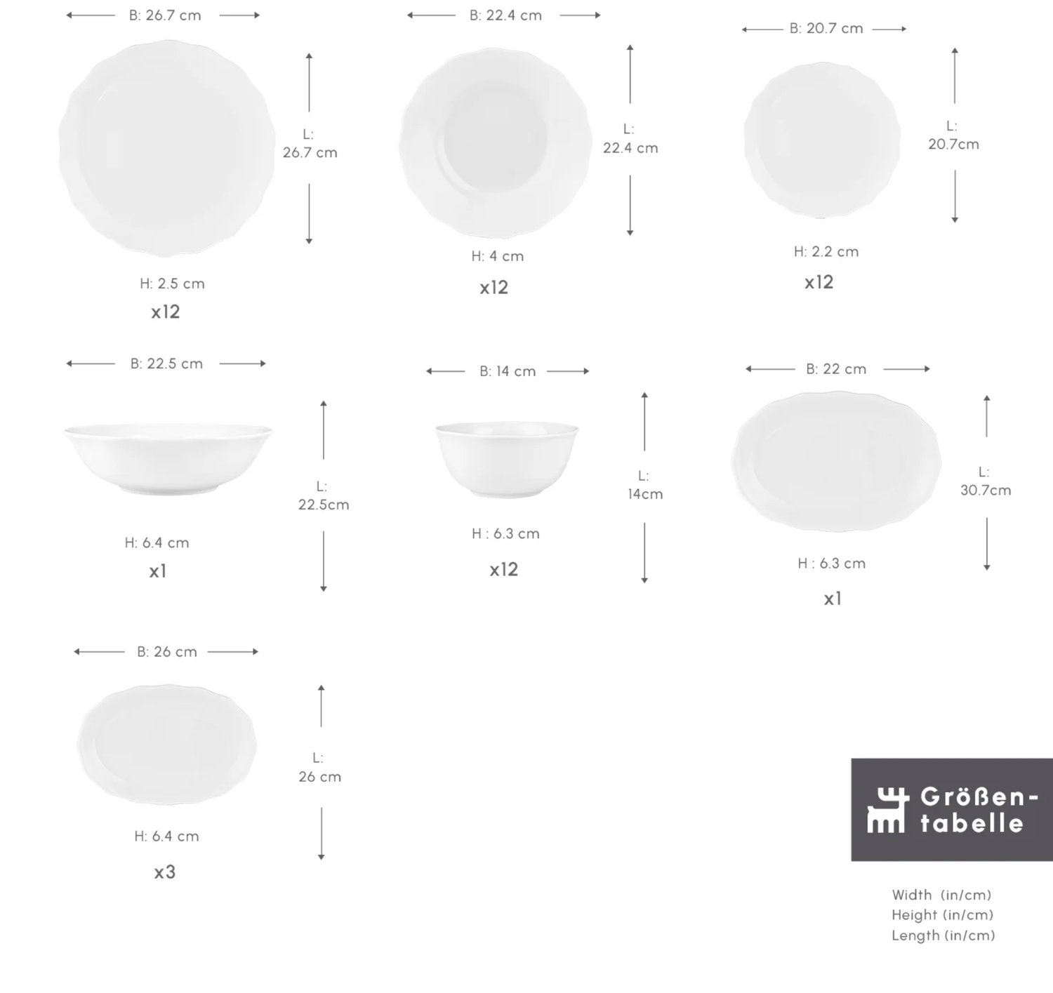 Karaca Rafaela 53-Piece 12-Person Dinner Set