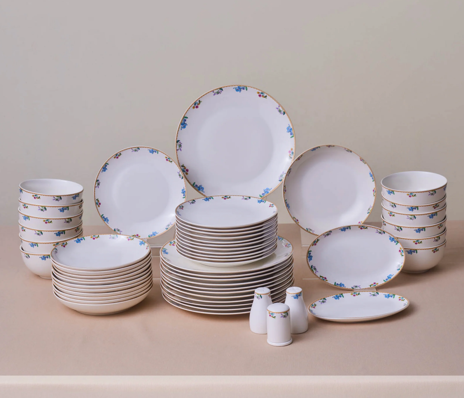 Karaca Forever Bone New Brillo 53-Piece 12-Person Dinner Set