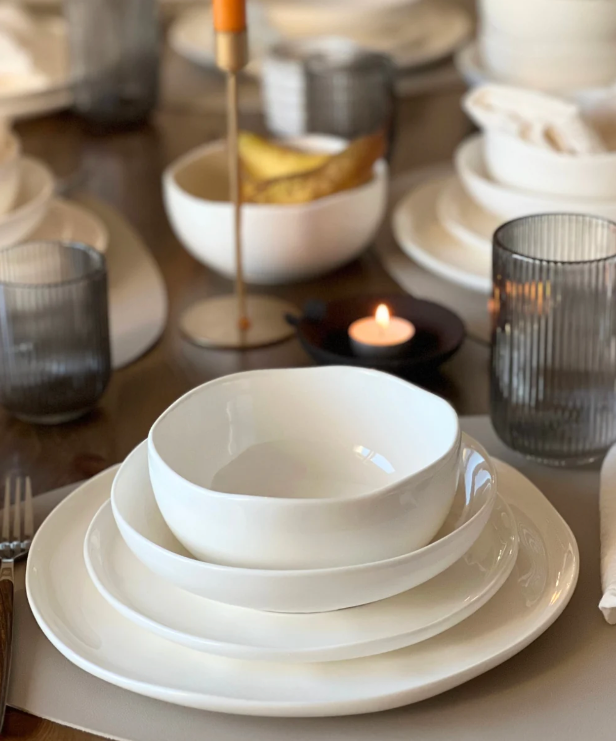 Perlemor 24-piece dinnerware set for 6 people | white