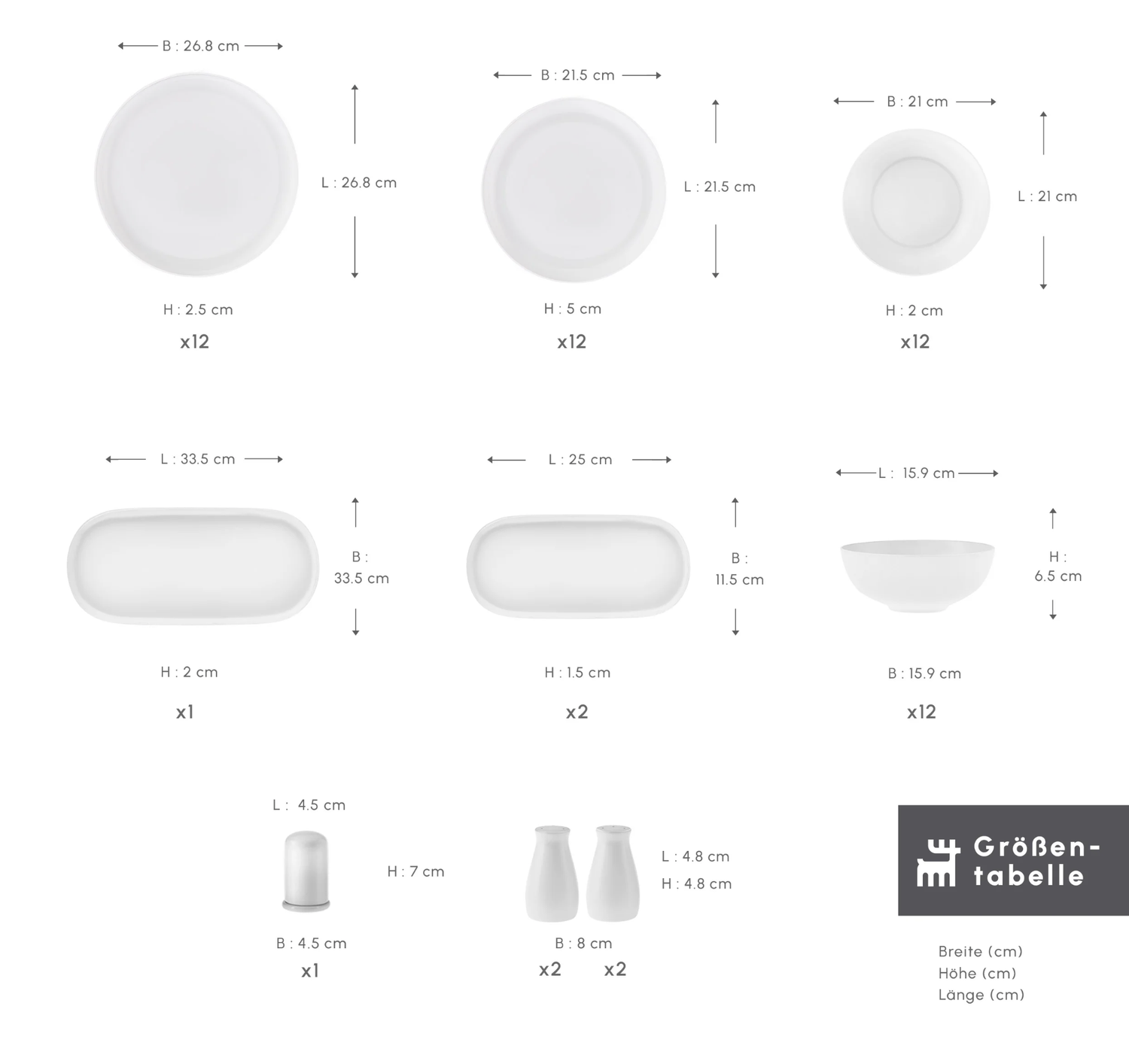 Karaca Streamline Favaro 53-Piece 12-Person Dinner Set White