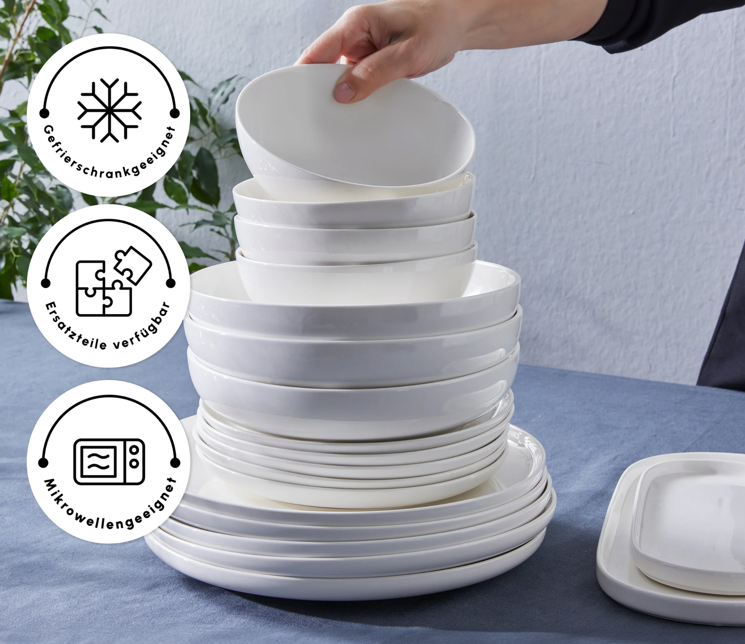 Karaca Streamline Favaro 53-Piece 12-Person Dinner Set White
