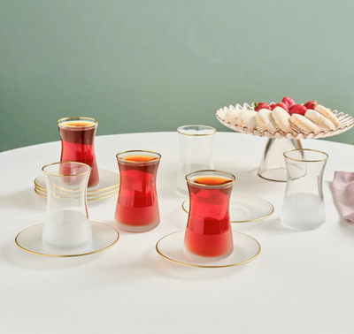 Karaca Jasmine White 12-Piece 6-Person Tea Set
