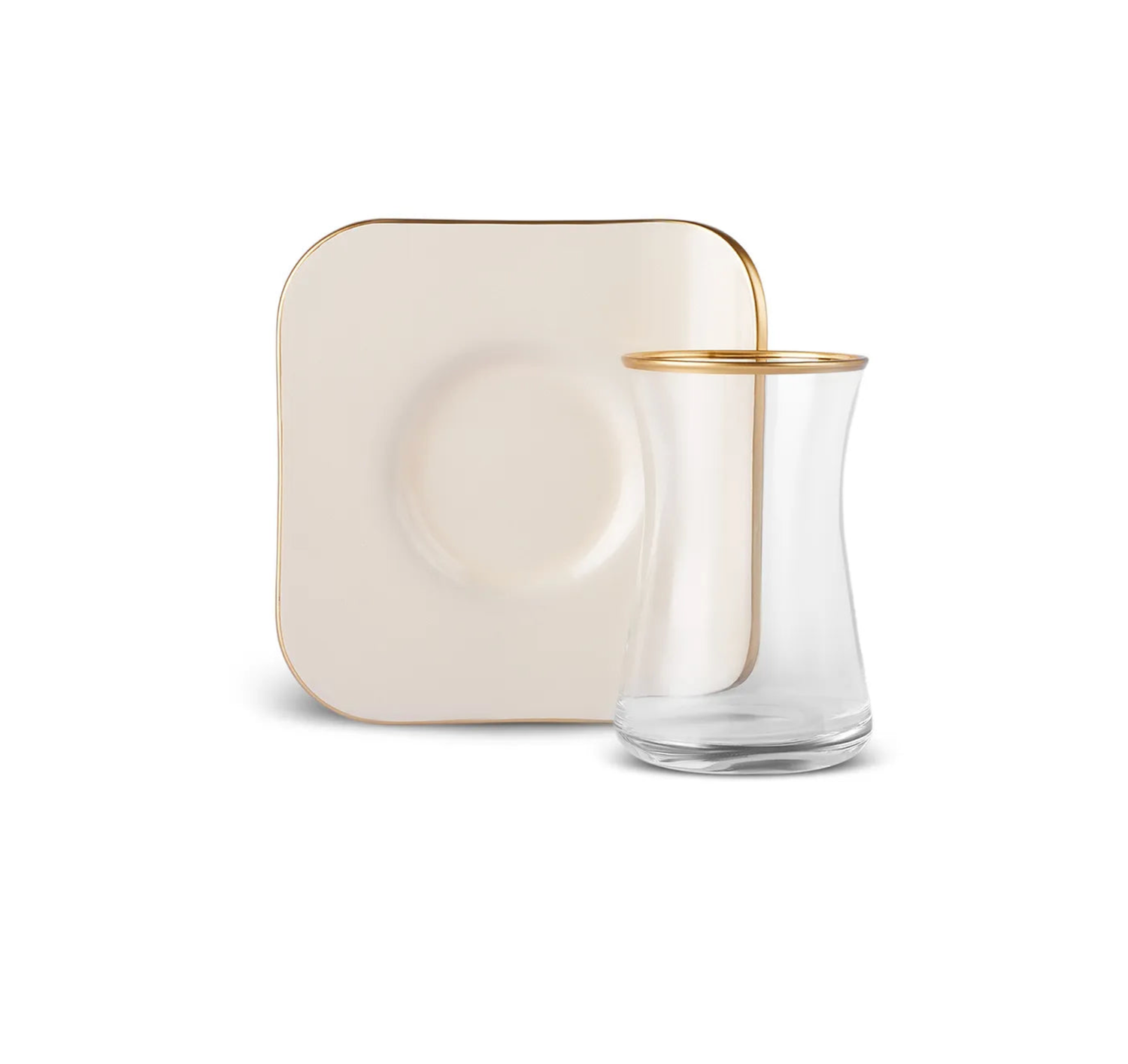 ​Karaca Retro Cream Square Tea Cup Set voor 6 personen, 12-delig