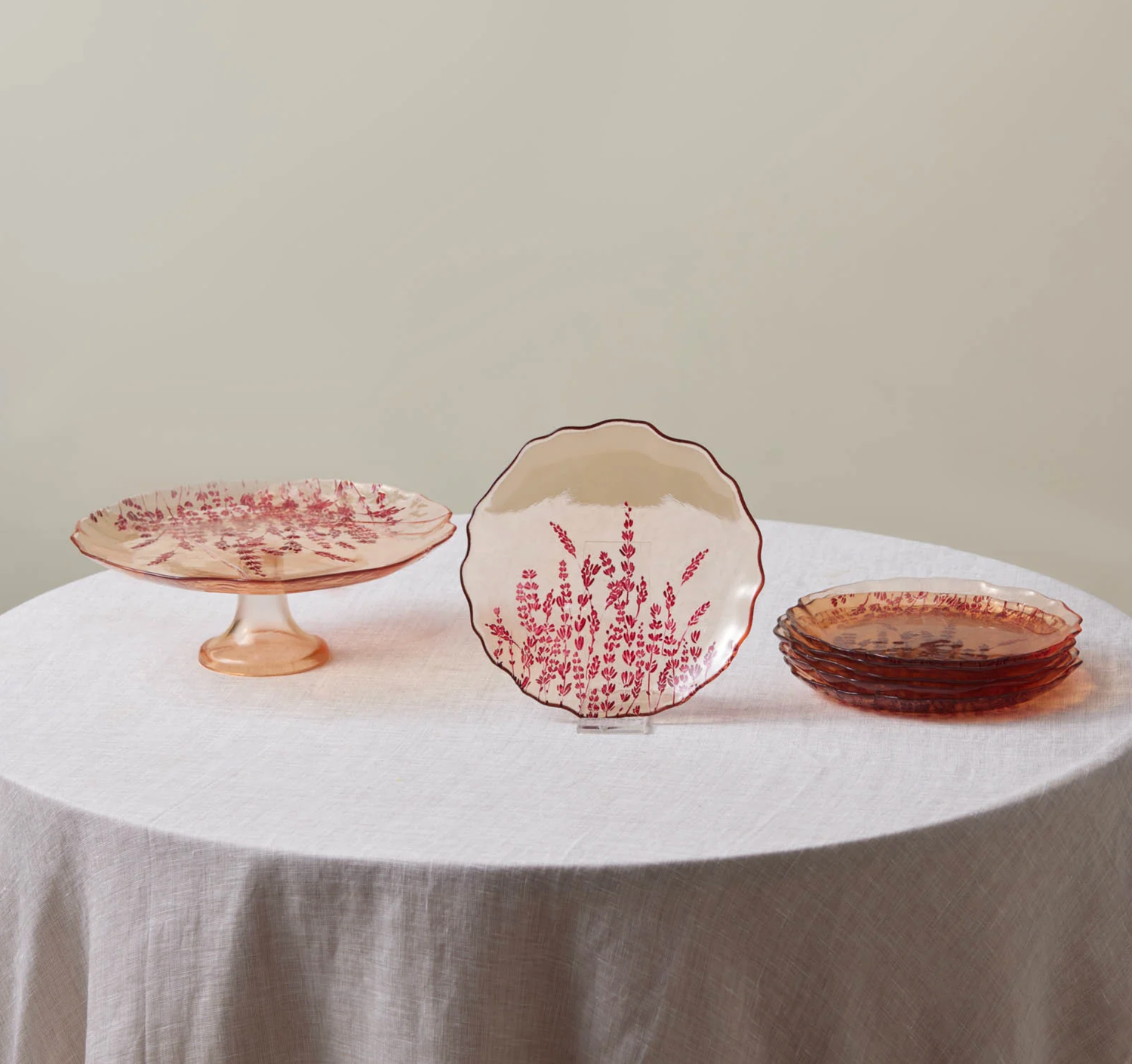 Karaca Red Lavender 7-Piece Cake Set