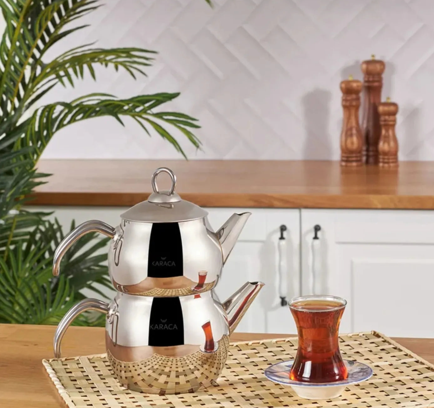 Karaca Adelya Metal Teapot Set Small Size
