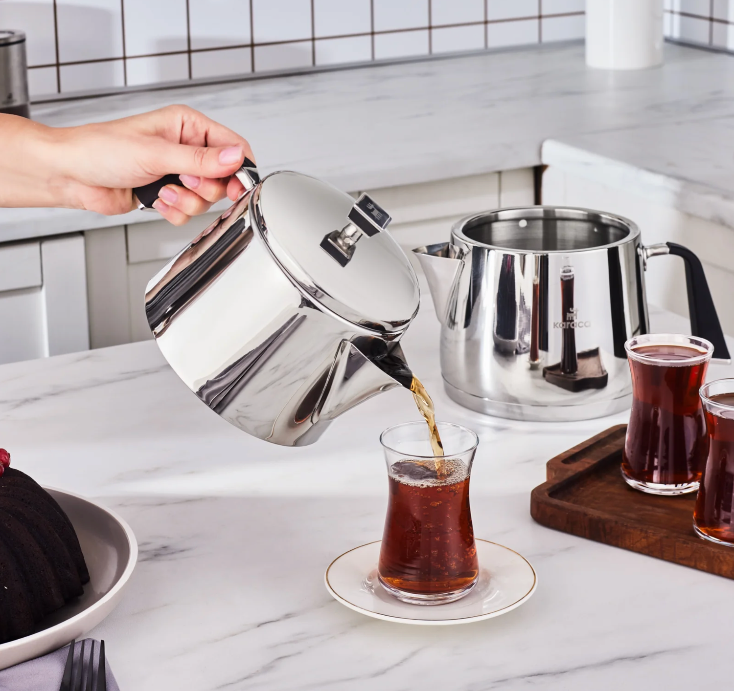 Karaca Fiona Roestvrijstalen Theepot Set