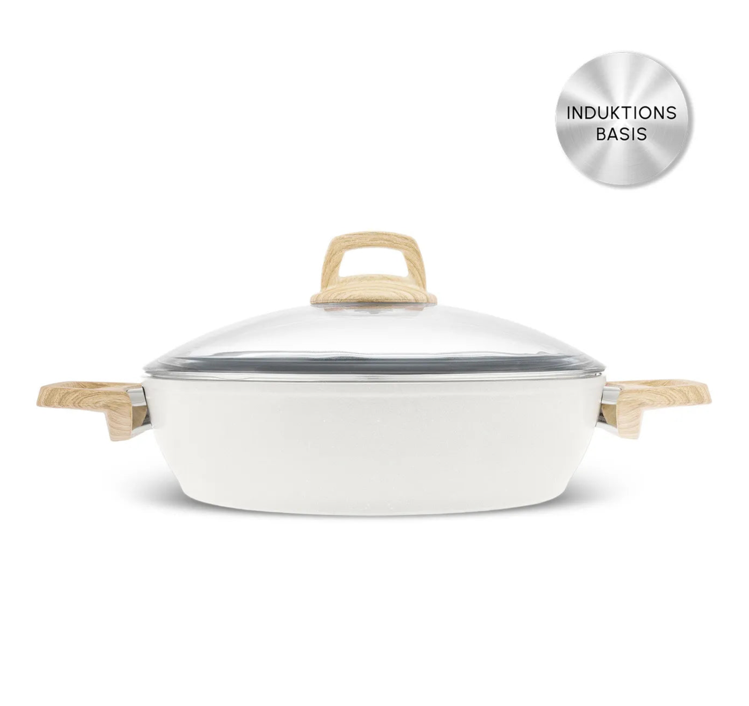 Karaca Swiss Crystal Induction Casserole Pot, 30 cm, Creamy