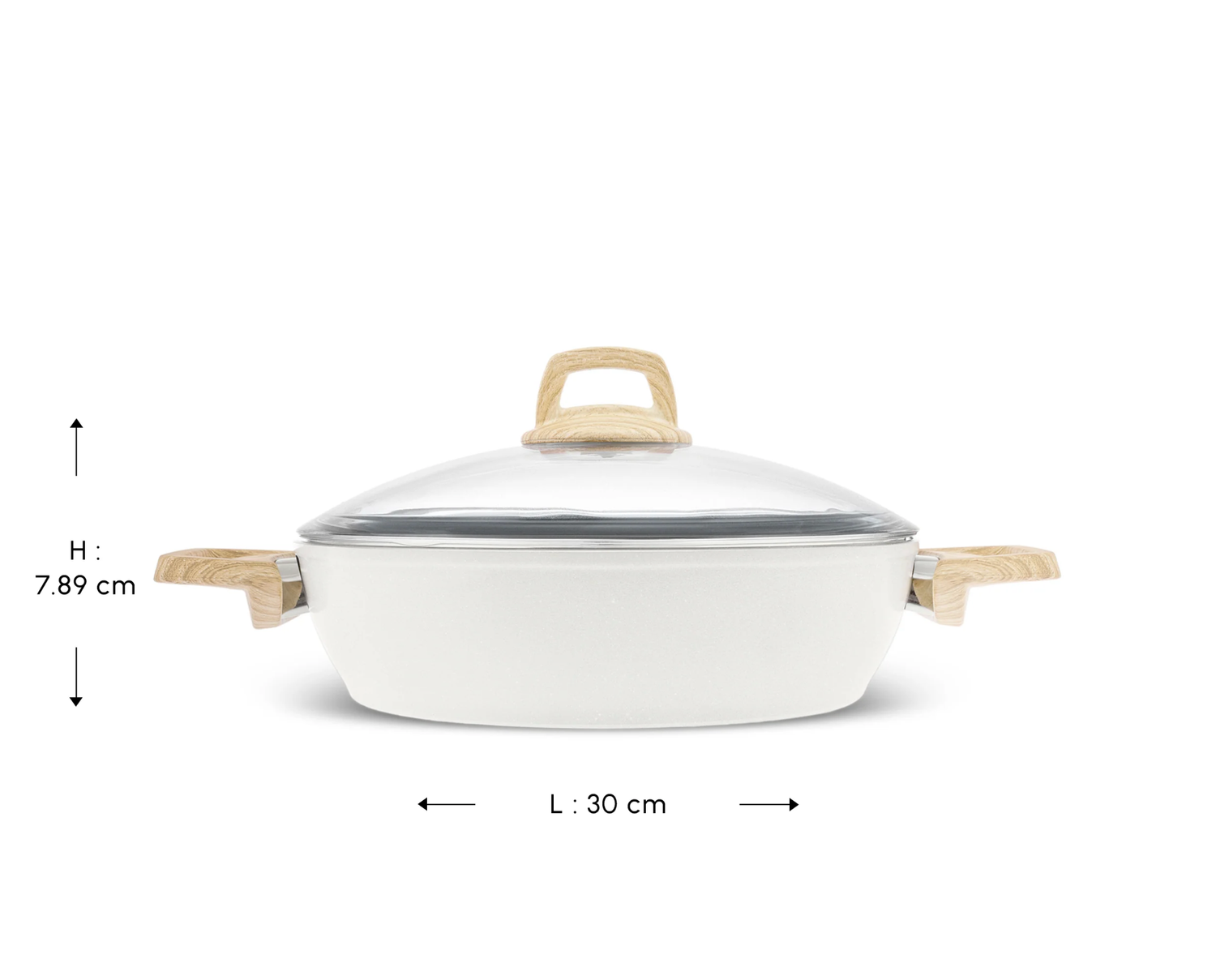 Karaca Swiss Crystal Induction Casserole Pot, 30 cm, Creamy