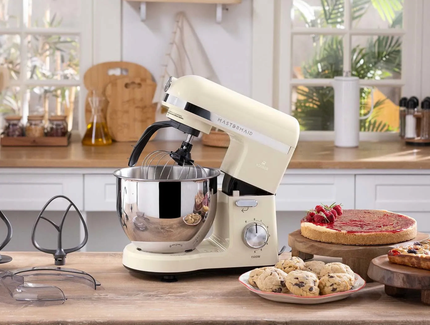 Karaca Mastermaid Chef Pro Twin-Arm Stand Mixer Soft Cream, 5L, 1500W