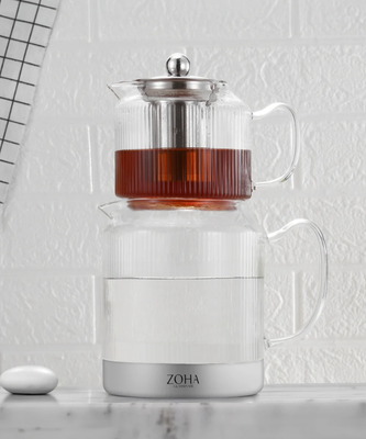 Zoha Riffle XL glass teapot set