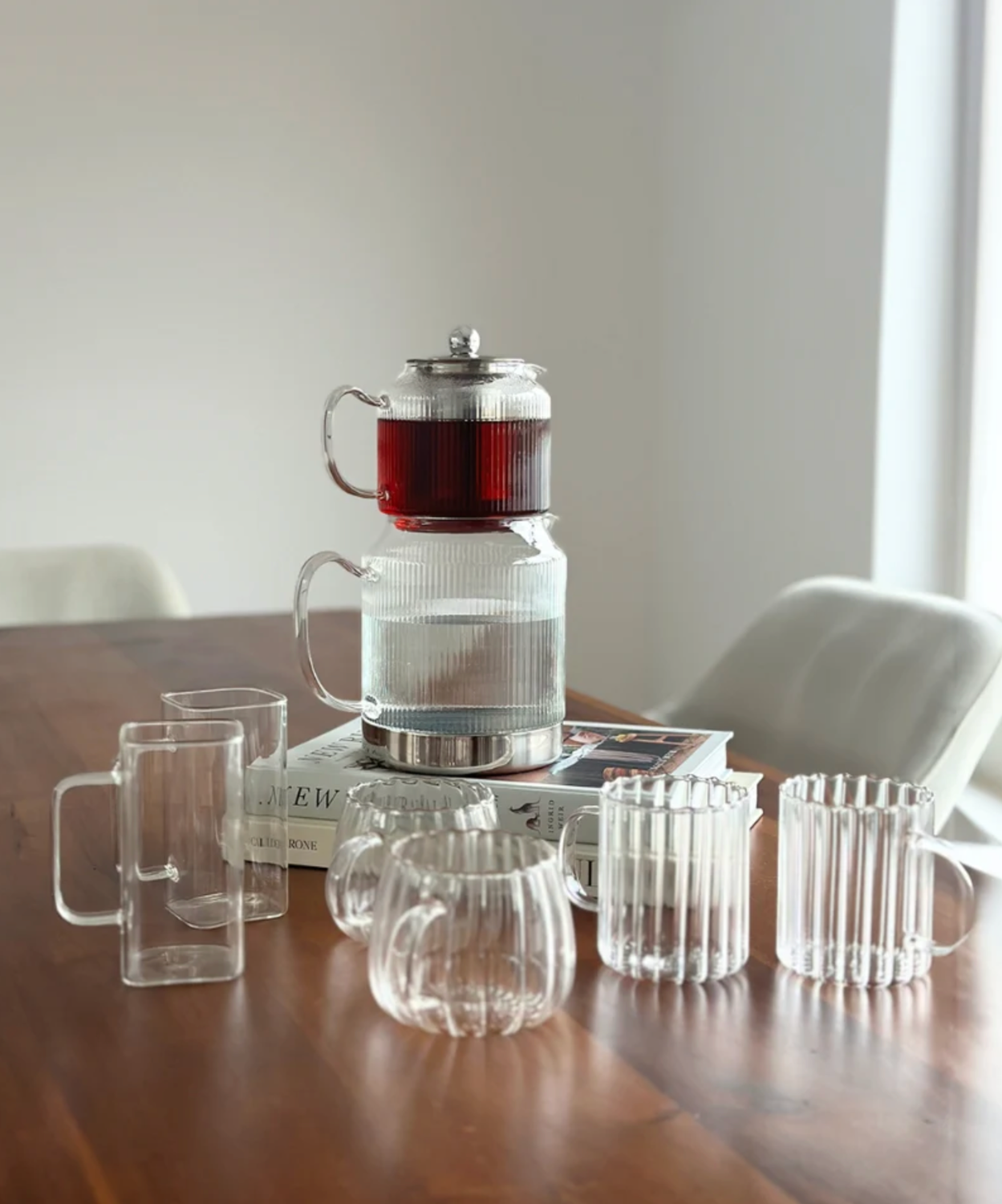 Zoha Riffle XL glass teapot set