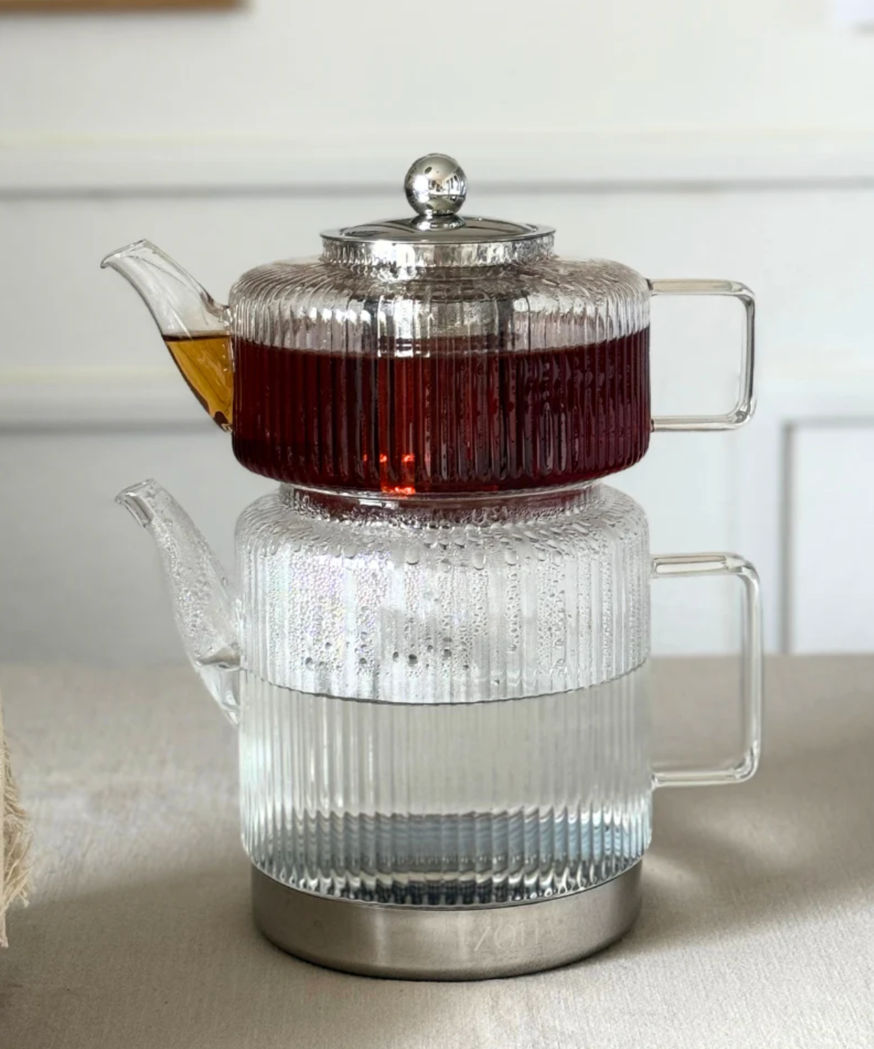 Zoha Stripe XL glass teapot set