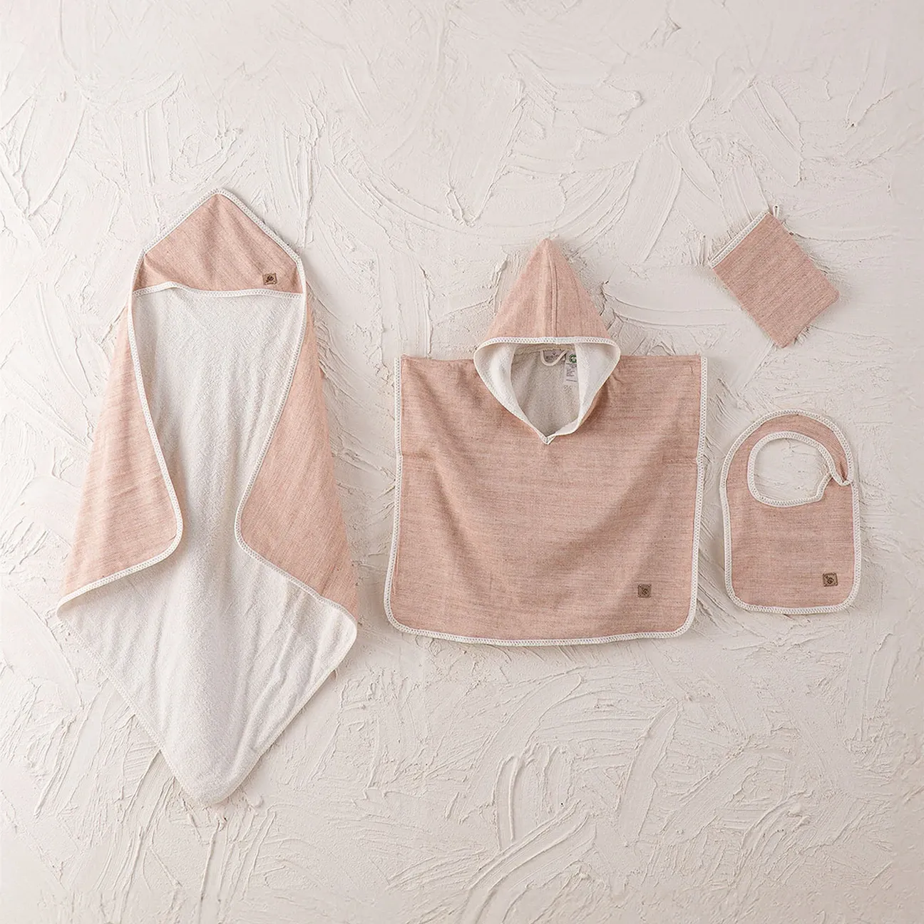 Ecocotton Hasna Poncho 100% Katoen Linnen Melange Terra voor Meisjes