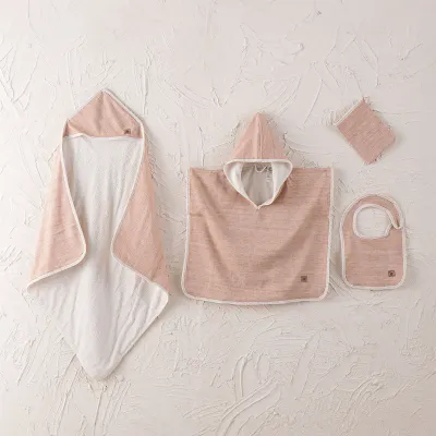 Ecocotton Hasna Poncho 100% Katoen Linnen Melange Terra voor Meisjes